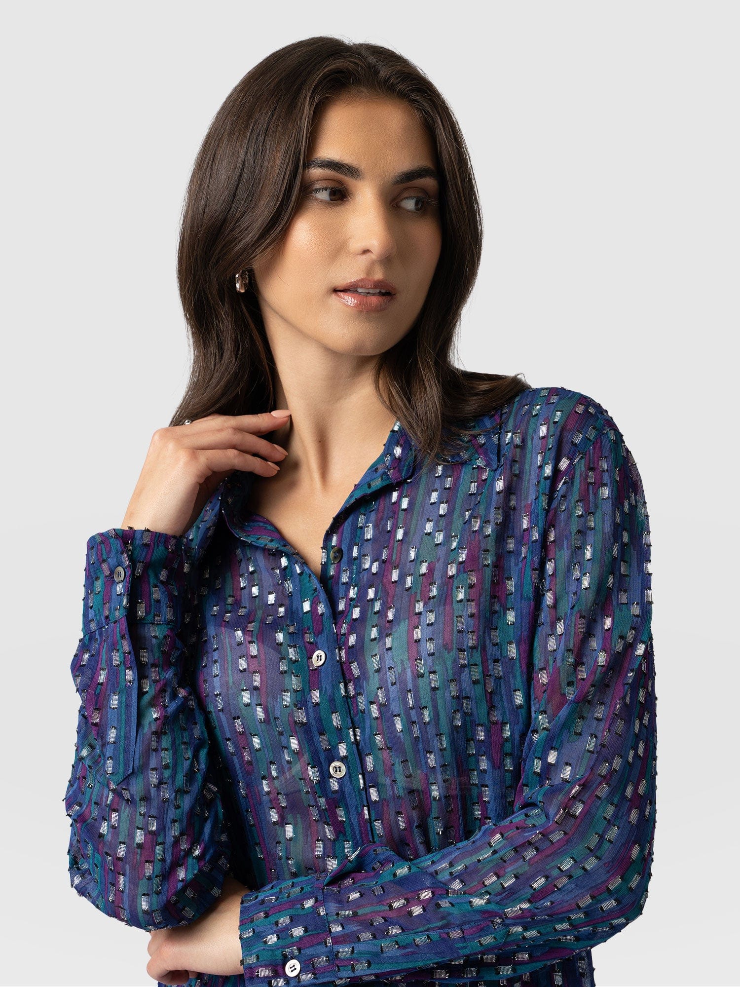 Boyfriend Shirt - Blue Fleck